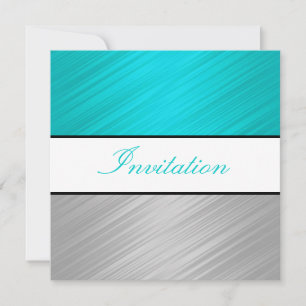 Invitation Toutes les occasions Turquoise Silver Stripes Part
