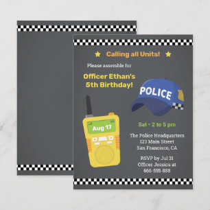 Invitation Toutes les unités Walkie Talkie Police Kids Fête d