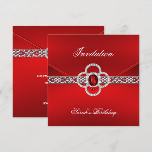 Invitation Toutes Occasions Rouge Bijou Argent NEU