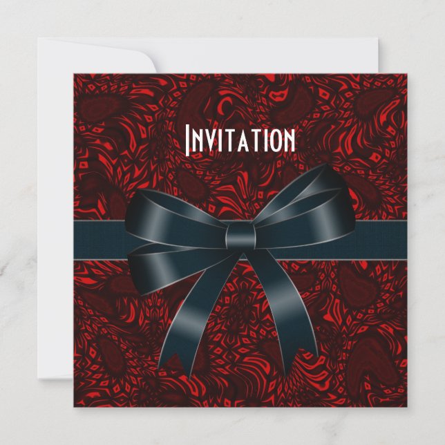 Invitation Toutes Occasions Rouge Noir Nœud (Devant)