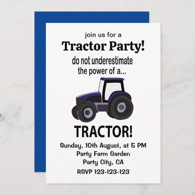 Invitation Tracteur (Devant / Derrière)