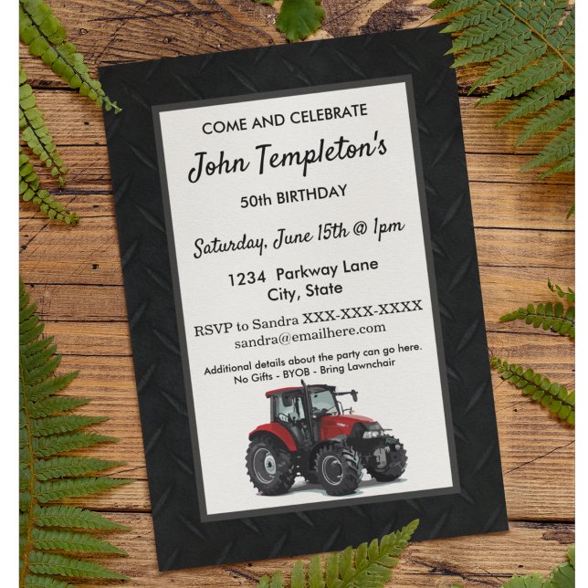 Invitation Tracteur Agriculture fête d'anniversaire Hommes (Créateur téléchargé)