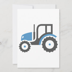 Invitation Tracteur bleu gris