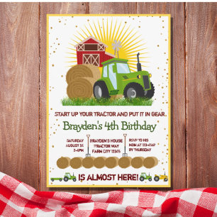 Invitation Tracteur vert 🚜 Camions Thématique fête d'anniver