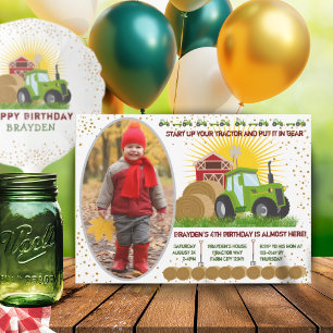 Invitation Tracteur vert 🚜 ferme grange Anniversaire Photo