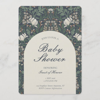 Invitation Traditional Floral Arts and Crafts Baby Shower