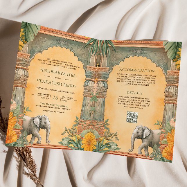 Invitation Traditional South Indian Photo QR Code Wedding (Créateur téléchargé)