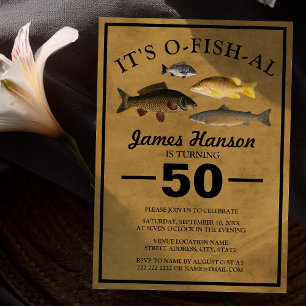 Invitation Traditionnel Rustique Pêche 50e Anniversaire