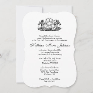 Invitation Traditionnelle Catholique Élégante Première Sainte