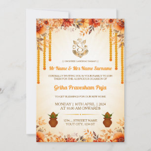 Invitation traditionnelle indienne pour Griha Prav