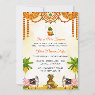 Invitation traditionnelle indienne pour la cérémon