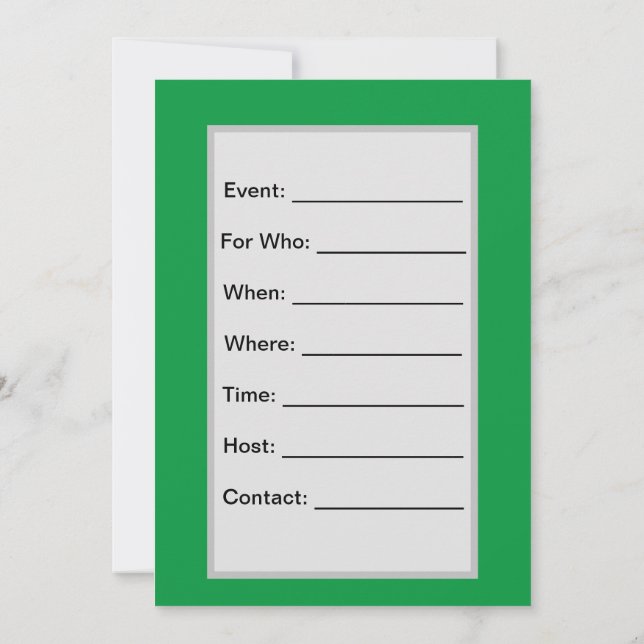 Invitation Trail Riding 8 Flat Invitation, Taille : 5" x 7" (Dos)