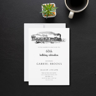 Invitation Train à vapeur vintage 60ème anniversaire