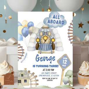 Invitation Train All Aboard Boy Birthday