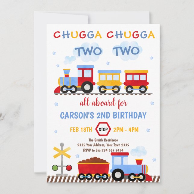 Invitation Train Birthday Invite Chugga Chugga Two Two Train (Devant)