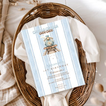 Train bleu vintage 1er anniversaire