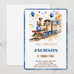 Invitation Train d'anniversaire 4 ans