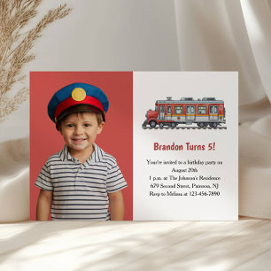 Invitation Train de garçon mignon Photo Fête d'anniversaire p