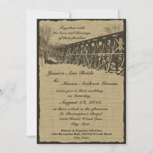 Invitation Train Trestle Rustic Mariage
