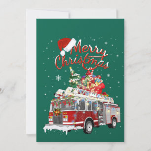 Invitation Traîneau Père Noël Camion de pompiers Pompiers Noë
