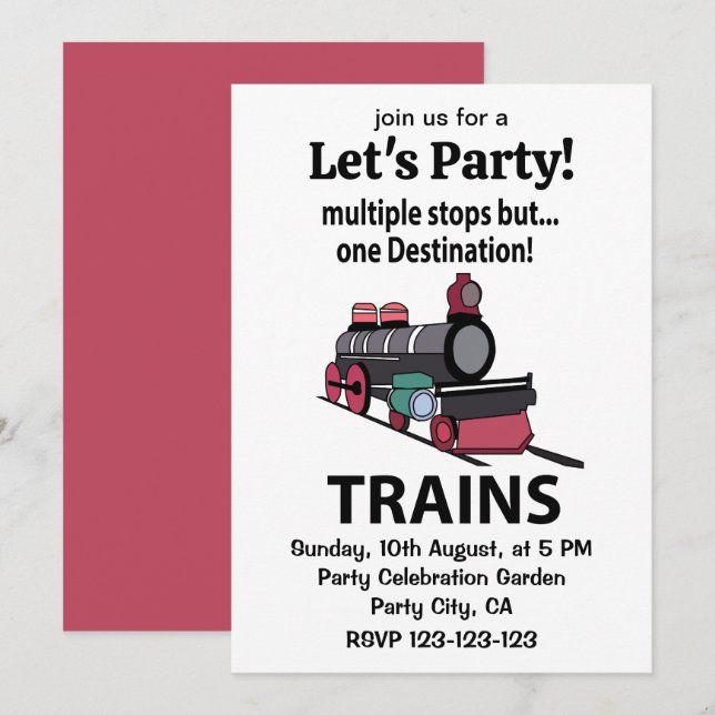 Invitation Trains Plusieurs Arrêts Mais Un Trains De Destinat (Devant / Derrière)