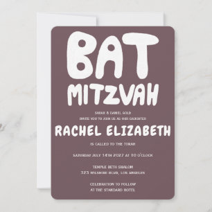 Invitation Traitement super Bat mitzvah personnalisé violet