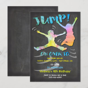 Invitation Trampoline fête d'anniversaire pour garçon ou fill