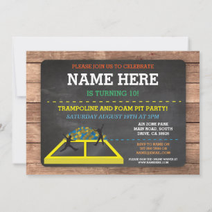 Invitation Trampoline Foam Pit Jump Party Anniversaire Amusan