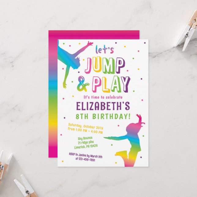 Invitation Trampoline Park Anniversaire de enfant Party (Devant/Arrière en situation)