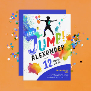 Invitation Trampoline Saut Enfant Couleurs Amusantes Fête