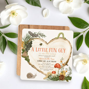 Invitation Tranche de bois de champignon garçon Baby Shower a
