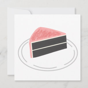 Invitation Tranche de gâteau au chocolat avec glaçage rose po