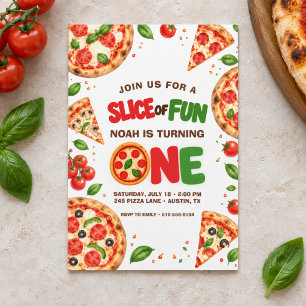 Invitation Tranches de Pizza Amusantes 1er Anniversaire