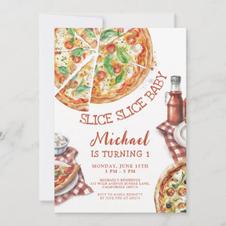 Invitation Tranches Tranches Bébé Pizza Premier Anniversaire