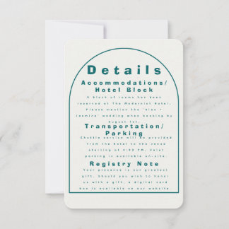 Invitation Transformative Teal Modern Craft Wedding Details