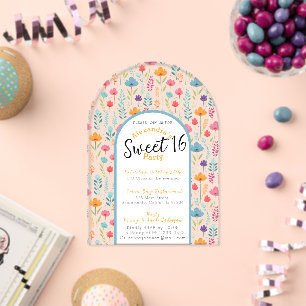 Invitation transparente pour un sweet sixteen fleu