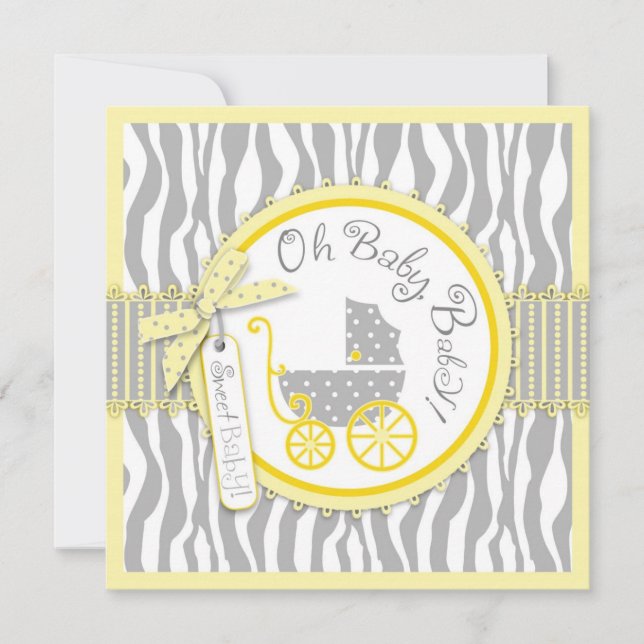 Invitation Transport de bébés, Baby shower Zebra Print & Yell (Devant)