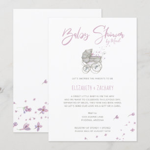 Invitation Transport vintage bébé Baby shower rose par la pos