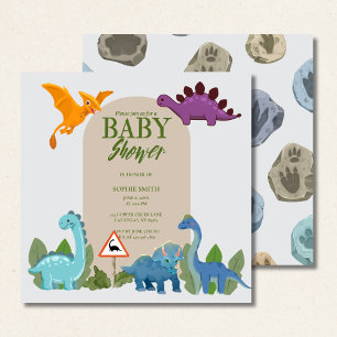 Invitation Traversée de dinosaures, Baby shower T-rex
