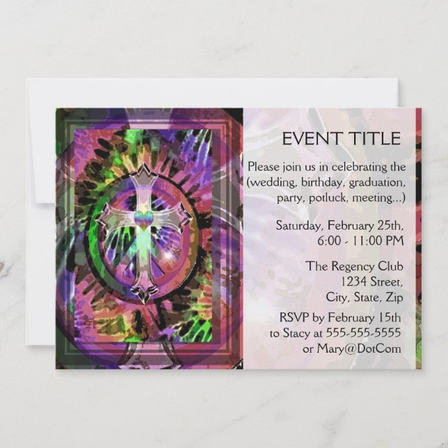 Invitation Traverser dans les couleurs de teinture Tye avec l (Devant)