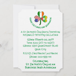 Invitation Trèfle Birmanie Myanmar Irlandais États-Unis Perso