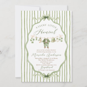 Invitation Trèfle chanceux aquarelle élégant pour la Baby Sho
