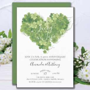 Invitation Trèfle cœur d'anniversaire Chanceux en Amour