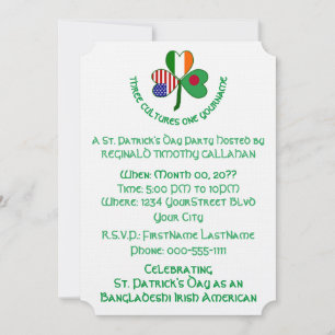 Invitation Trèfle personnalisé Bangladesh Irlande États-Unis