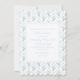 Invitation Trellis d'aquarelle de Preppy Hydrangea modifiable