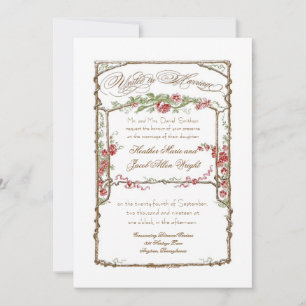 Invitation Trellis Floral Élégant de Roses Rouges pour Mariag