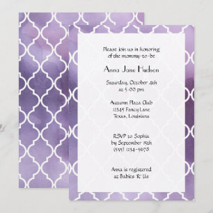 Invitation Trellis pourpre, Trellis marocain, Baby shower