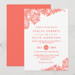 Invitation Trending Cora White Lace Floral Mariage