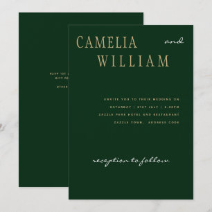 Invitation Trending Modern Mariage Emerald Green Gold