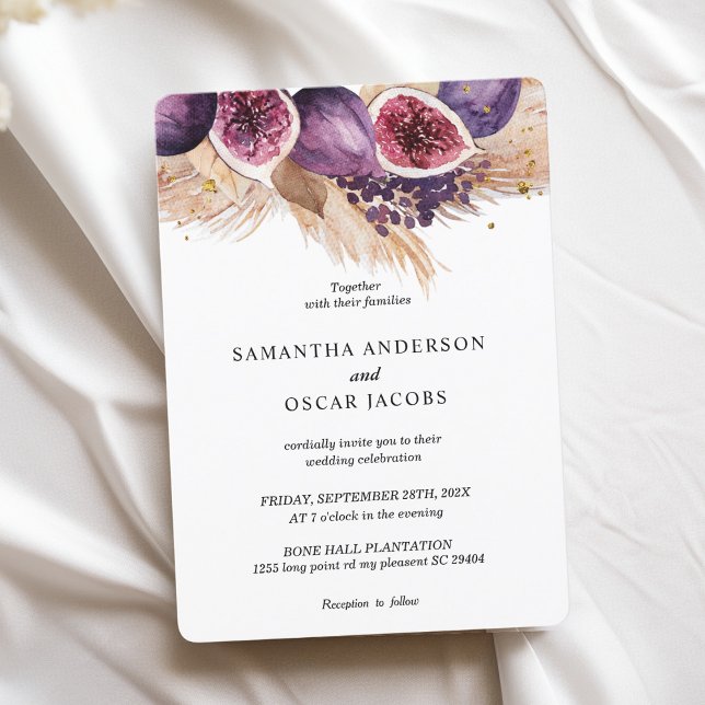 Invitation Trendy Beauty Purple Figs & Pampas (Créateur téléchargé)